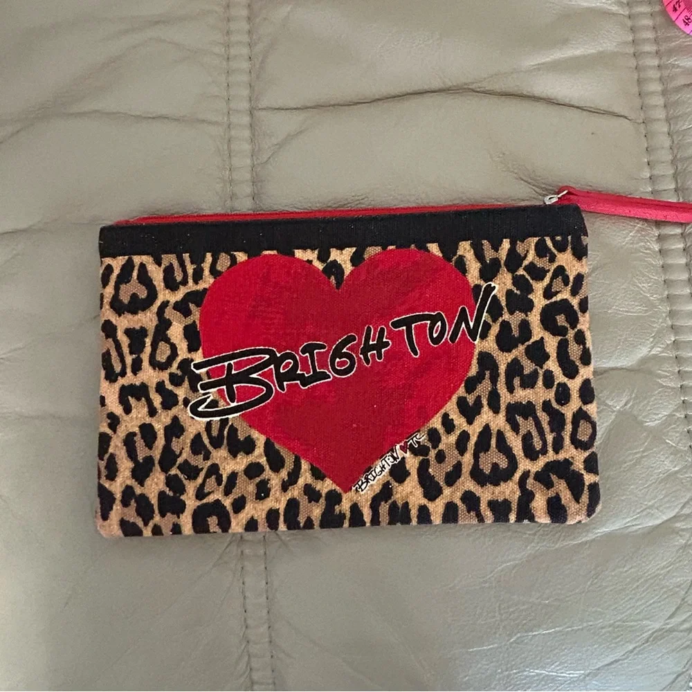 Brighton‎ heart leopard canvas zippered cosmetic pouch bag